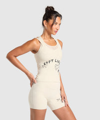 Elevate Tattoo Graphic Tank With Shelf Cream Beige