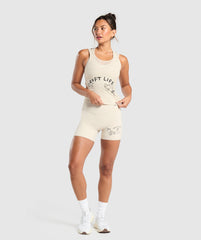 Elevate Tattoo Graphic Tank With Shelf Cream Beige