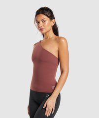 Asymmetric Shelf Tank Burgundy Brown