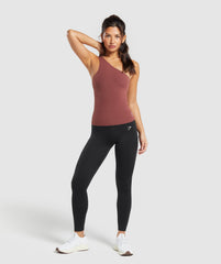 Asymmetric Shelf Tank Burgundy Brown