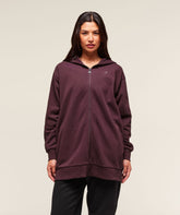 Covered Longline Zip Up Hoodie Cherry Purple