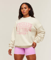 Lifting Club Graphic Oversized Crew Neck Oat White