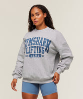 Lifting Club Graphic Oversized Crew Neck Light Grey Core Marl