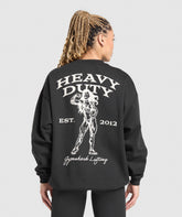 Heavy Duty Graphic Oversized Pullover Black