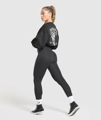 Heavy Duty Graphic Oversized Pullover Black