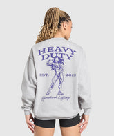 Heavy Duty Graphic Oversized Pullover Light Grey Core Marl