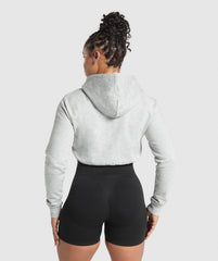 Lifting Essentials Graphic Cropped Hoodie Light Grey Core Marl