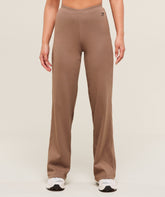 Ribbed Cotton Straight Leg Pants Mocha Mauve/Black