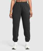 Fleece Cargo Joggers Black