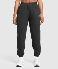 Fleece Cargo Joggers Black