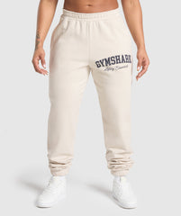 Lifting Essentials Graphic Brushed Oversized Joggers Oat White