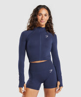 Vital Midi Zip Up Jacket Heavy Blue Marl