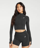 Vital Midi Zip Up Jacket Black Marl