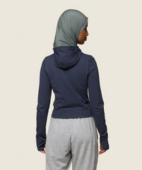 GS x Leana Deeb Hooded Midi Top Midnight Blue