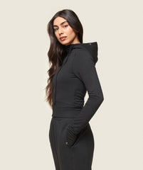 GS x Leana Deeb Hooded Midi Top Black