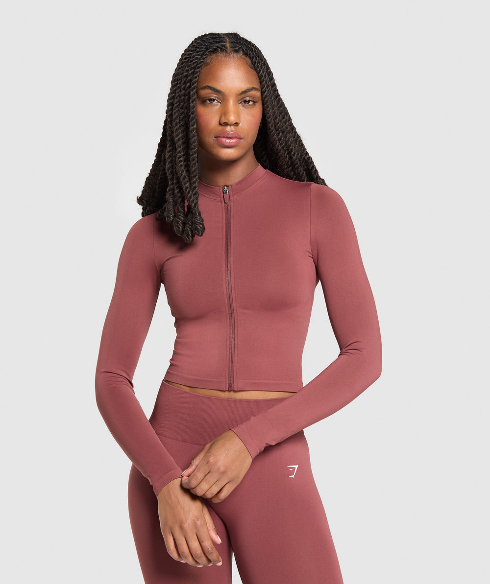 Everyday Seamless Zip Tracktop Burgundy Brown