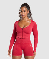 Gains Seamless Washed Zip Up Jacket Carmine Red