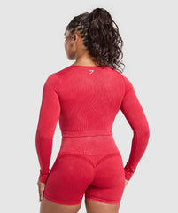 Gains Seamless Washed Zip Up Jacket Carmine Red