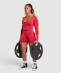 Gains Seamless Washed Zip Up Jacket Carmine Red