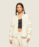 everywear Zip Up Sherpa Jacket Oat White