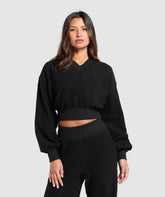 Cropped Cord Sweater Black