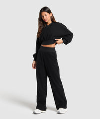 Cropped Cord Sweater Black