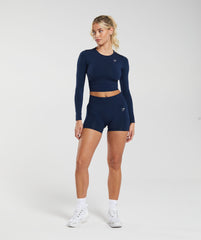 Everyday Seamless Long Sleeve Crop Top Navy