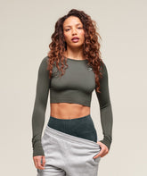 Everyday Seamless Long Sleeve Crop Top Strength Green