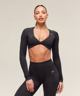 Adapt X Whitney Animal Seamless Long Sleeve Top Black/Asphalt Grey