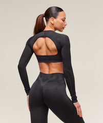 Adapt X Whitney Animal Seamless Long Sleeve Top Black/Asphalt Grey