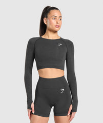 Vital Crop Top Black Marl
