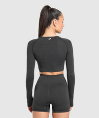 Vital Crop Top Black Marl
