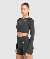 Vital Crop Top Black Marl