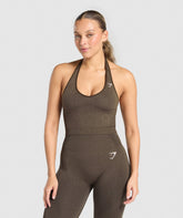 Vital Halter Neck Tank With Shelf Penny Brown Marl