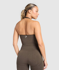 Vital Halter Neck Tank With Shelf Penny Brown Marl