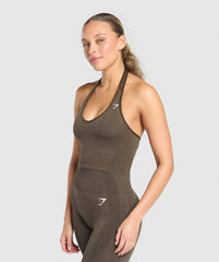 Vital Halter Neck Tank With Shelf Penny Brown Marl