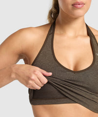 Vital Halter Neck Tank With Shelf Penny Brown Marl