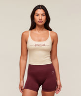 Ribbed Cotton Midi Shelf Tank Oat White/Burgundy Brown