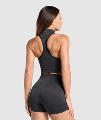 Adapt Camo Seamless Zip Up Crop Top Asphalt Grey/Black