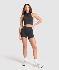 Adapt Camo Seamless Zip Up Crop Top Asphalt Grey/Black