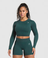 Adapt Fleck Seamless Long Sleeve Crop Top Darkest Teal/Functional Teal
