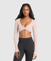 Ruched Long Sleeve Top Muted Pink