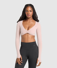 Ruched Long Sleeve Top Muted Pink