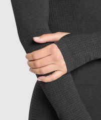 Vital Long Sleeve Cut Out Top Black Marl