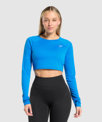 Training Long Sleeve Crop Top Barbell Blue