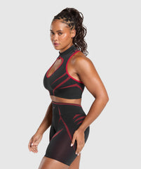 Apex Lift Seamless Crop Top Black/Carmine Red