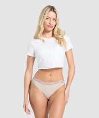 Rib High Rise Thong Soft Pink Marl