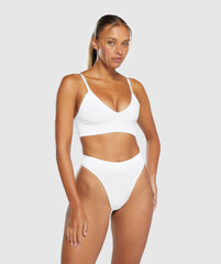 Seamless High Leg Thong White