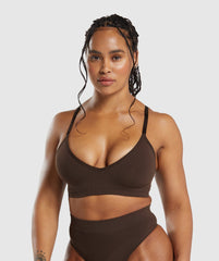 Seamless V Neck Bralette Archive Brown