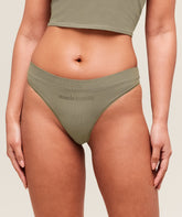 Cotton Graphic Thong Linen Brown
